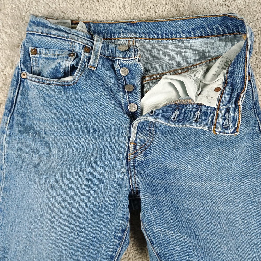 Levis 501 Skinny Jeans Womens 27 Big E Made in USA High Rise EUC - Picture 3 of 16